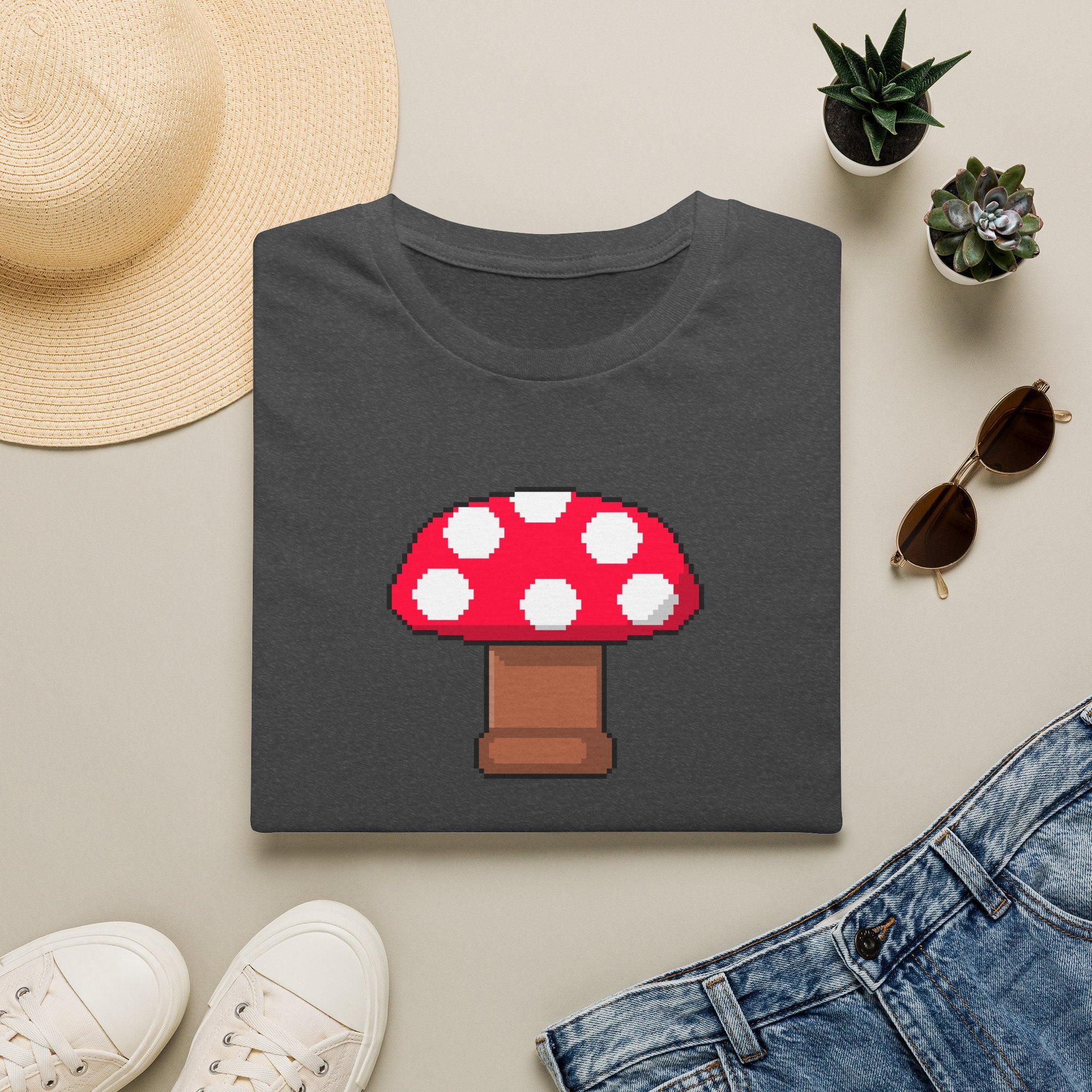Retro Pixel Mushroom T-Shirt — Cute Mushroom Gamer Tee