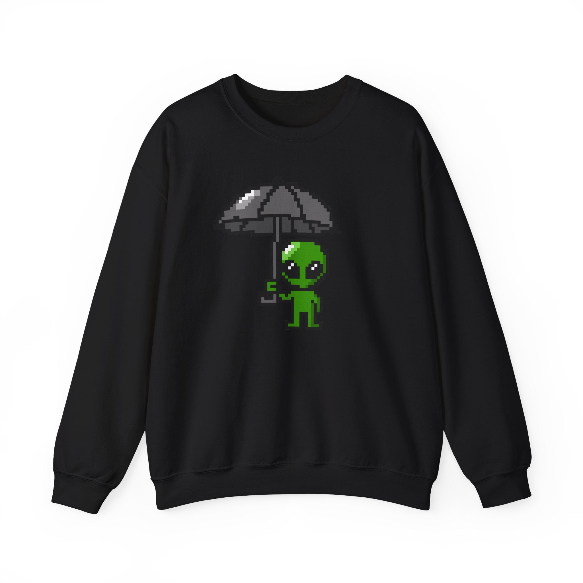 Pixel Alien Umbrella Sweatshirt — Cute Retro Gamer Crewneck