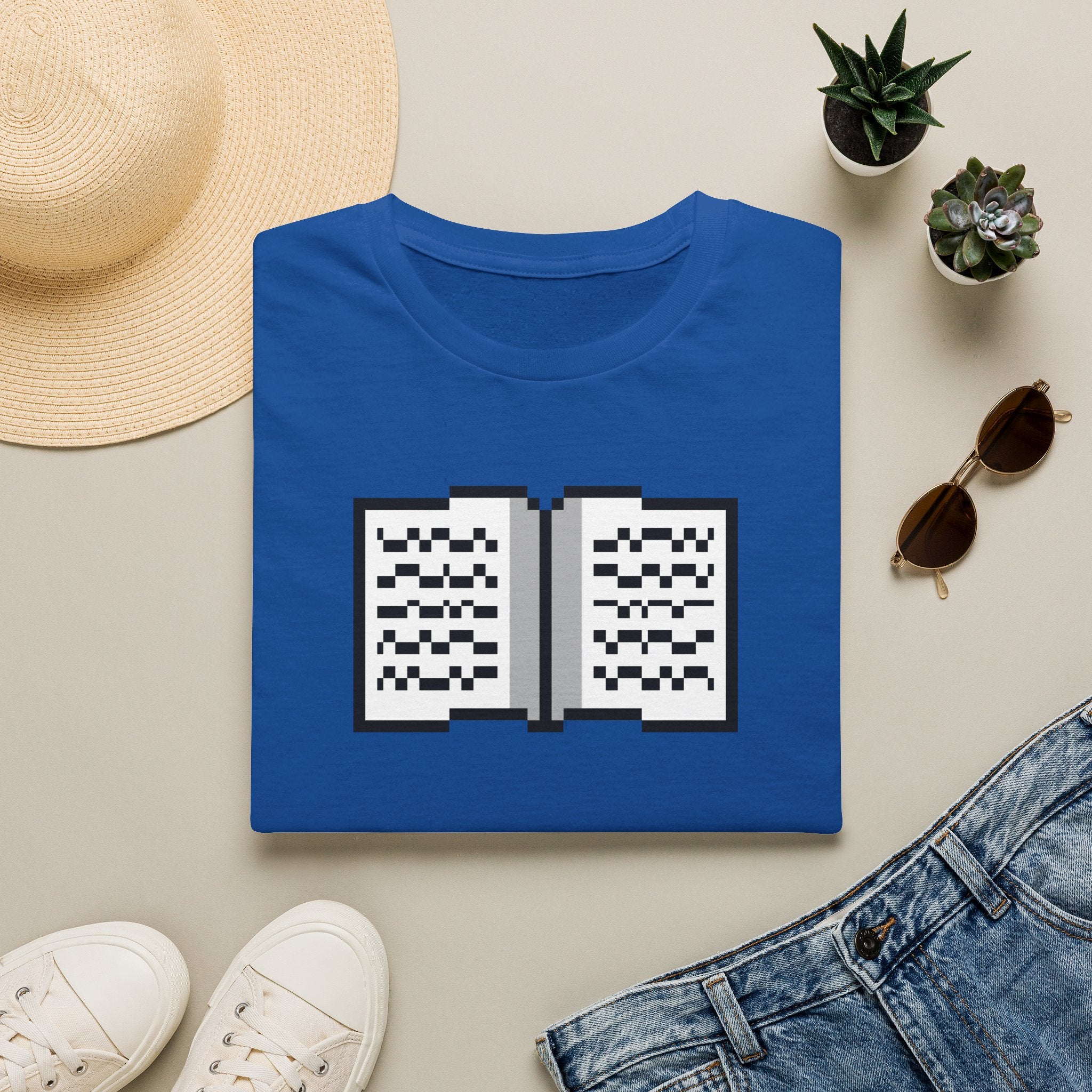 Book Pixel Art T-Shirt — Retro Reading Graphic Tee for Book Lovers