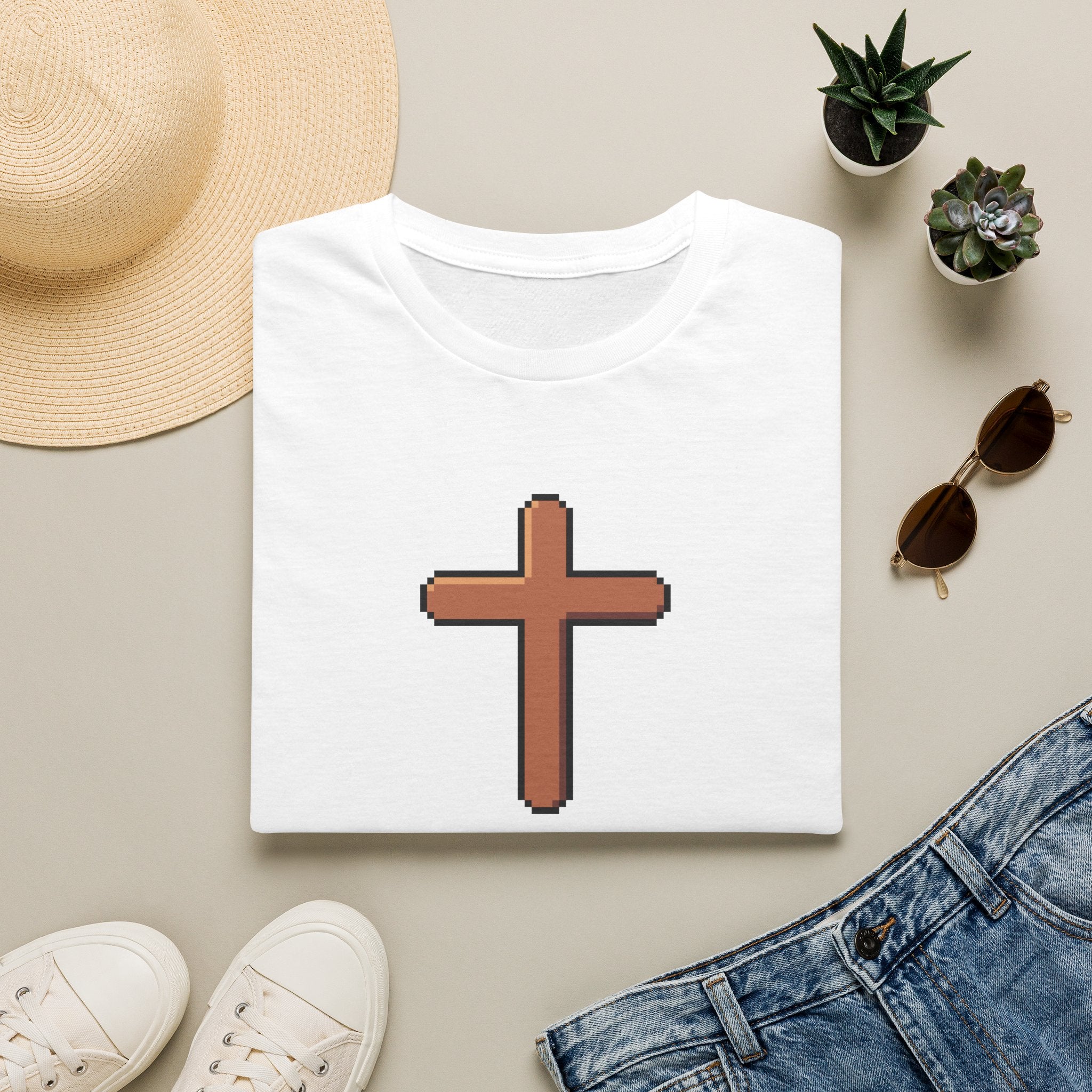 Pixel Cross T-Shirt — Minimal Christian Faith Graphic Tee