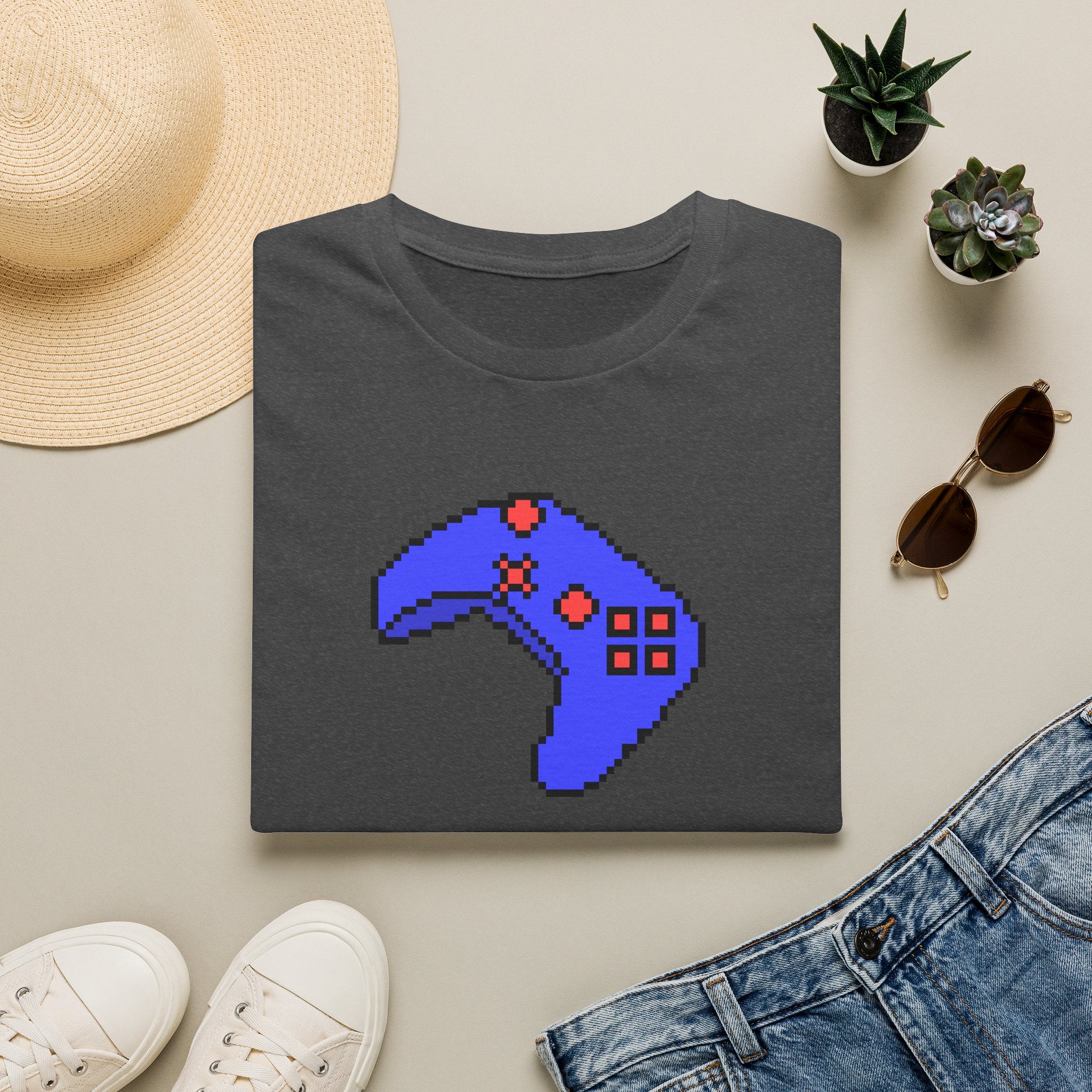 Pixel Blue Gamepad T-Shirt — Retro Gamer Controller Tee