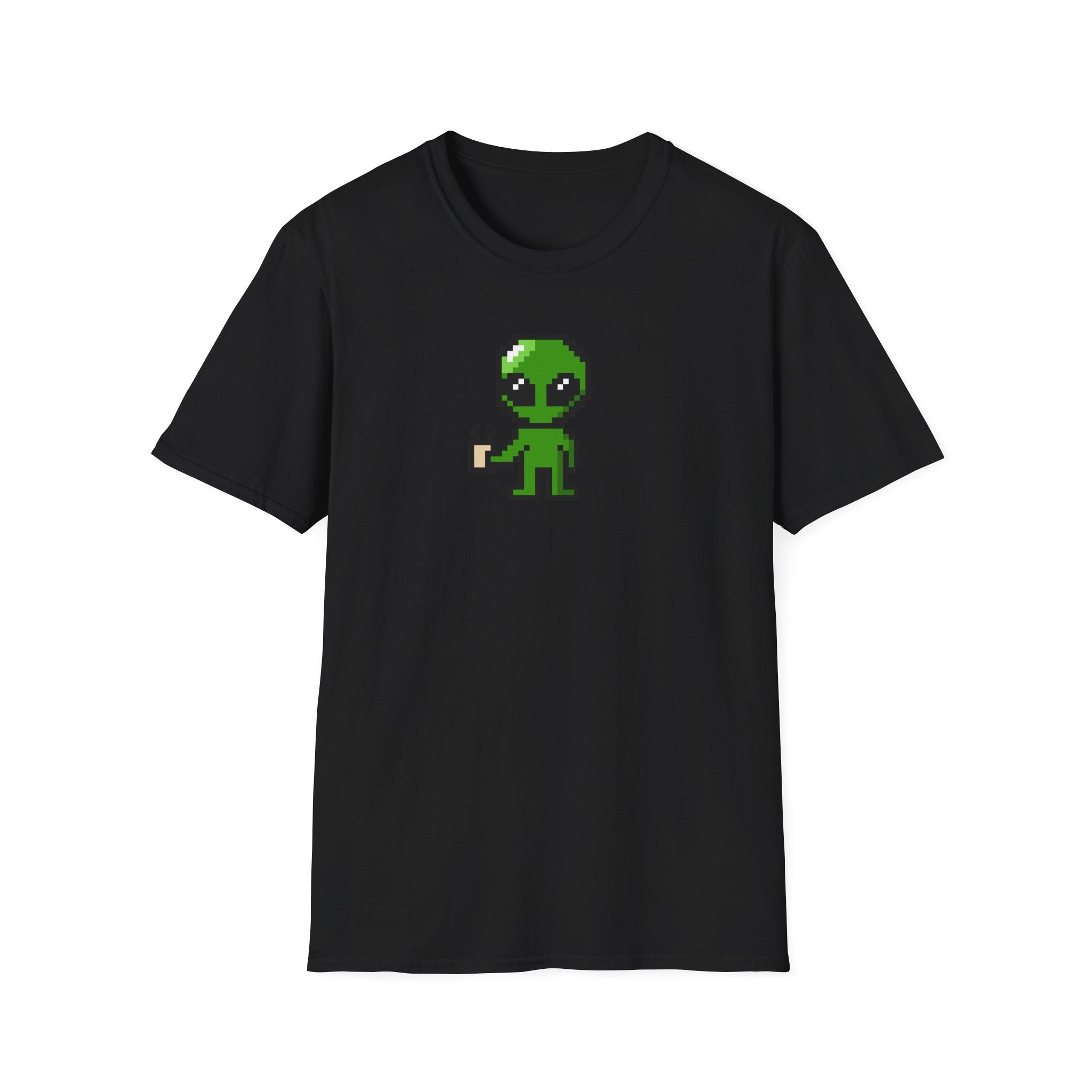 Pixel Alien Holding Coffee T-Shirt