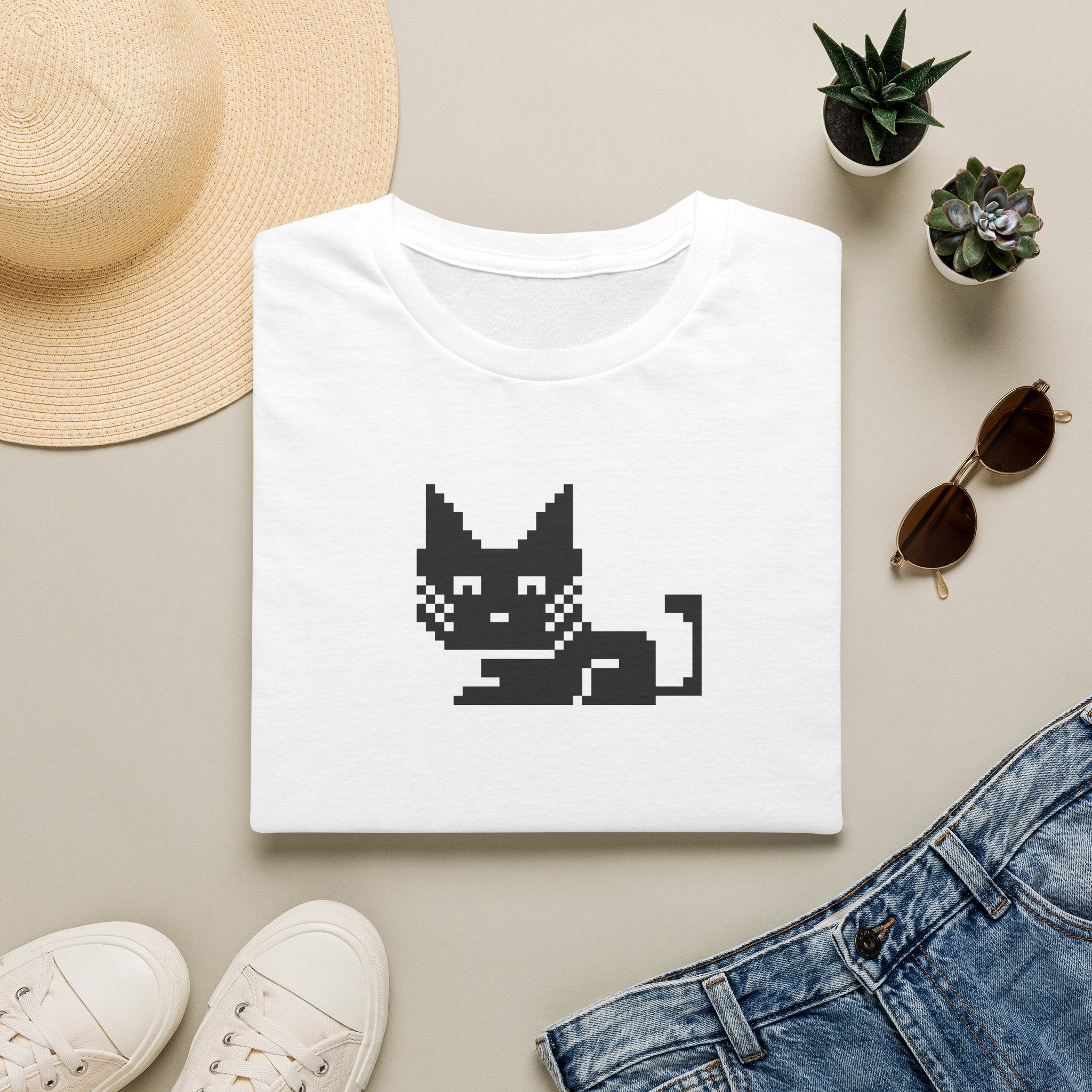 Pixel Cat T-Shirt — Cute Retro 8-Bit Cat Graphic Tee