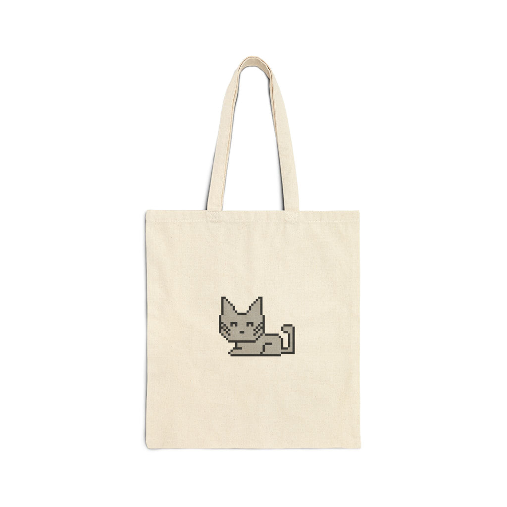 Tote Bag — Cute Pixel Cat Canvas Tote, Retro 8-bit Kitty Grocery & Everyday Shopper
