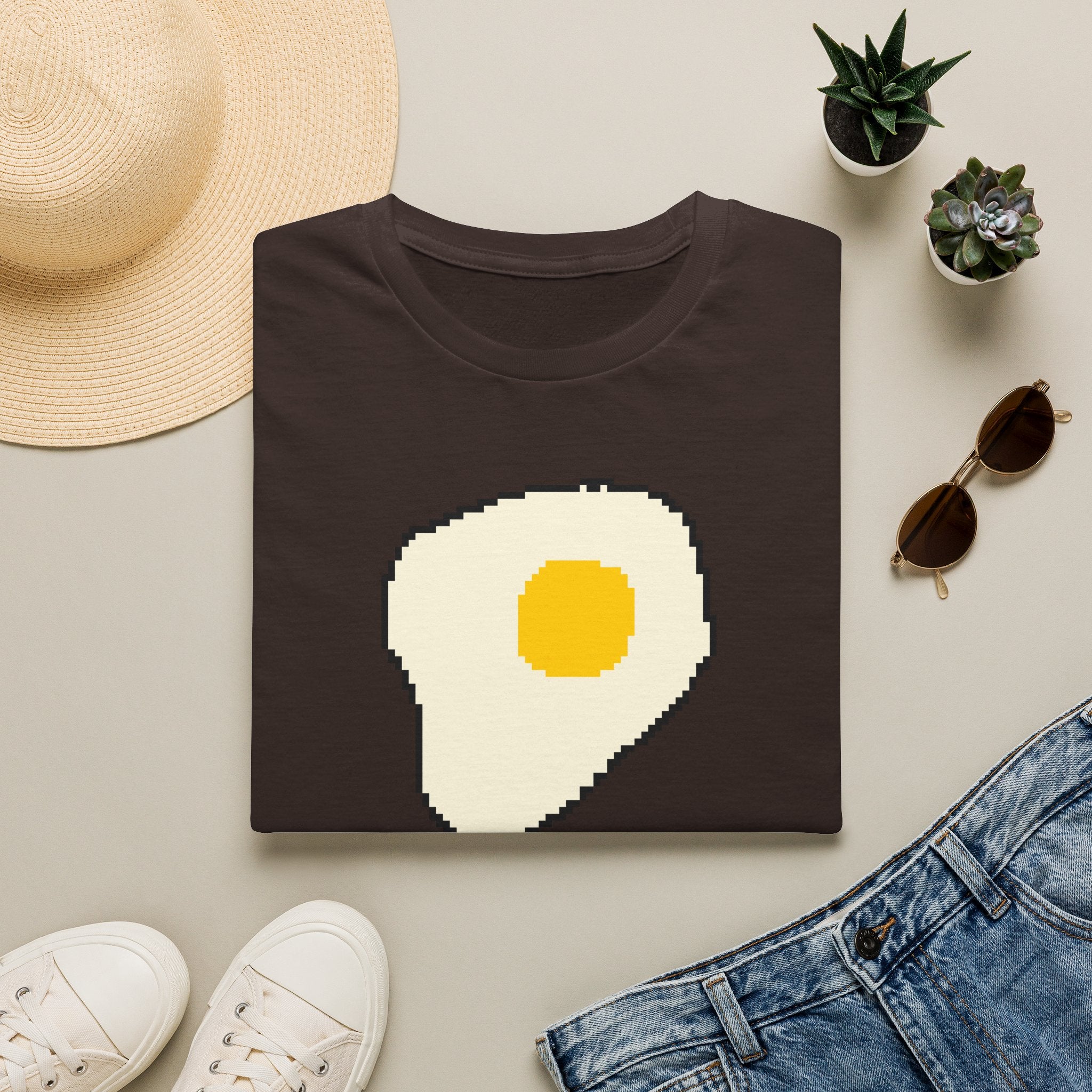 Pixel Fried Egg T-Shirt — Cute Retro Breakfast Graphic Tee