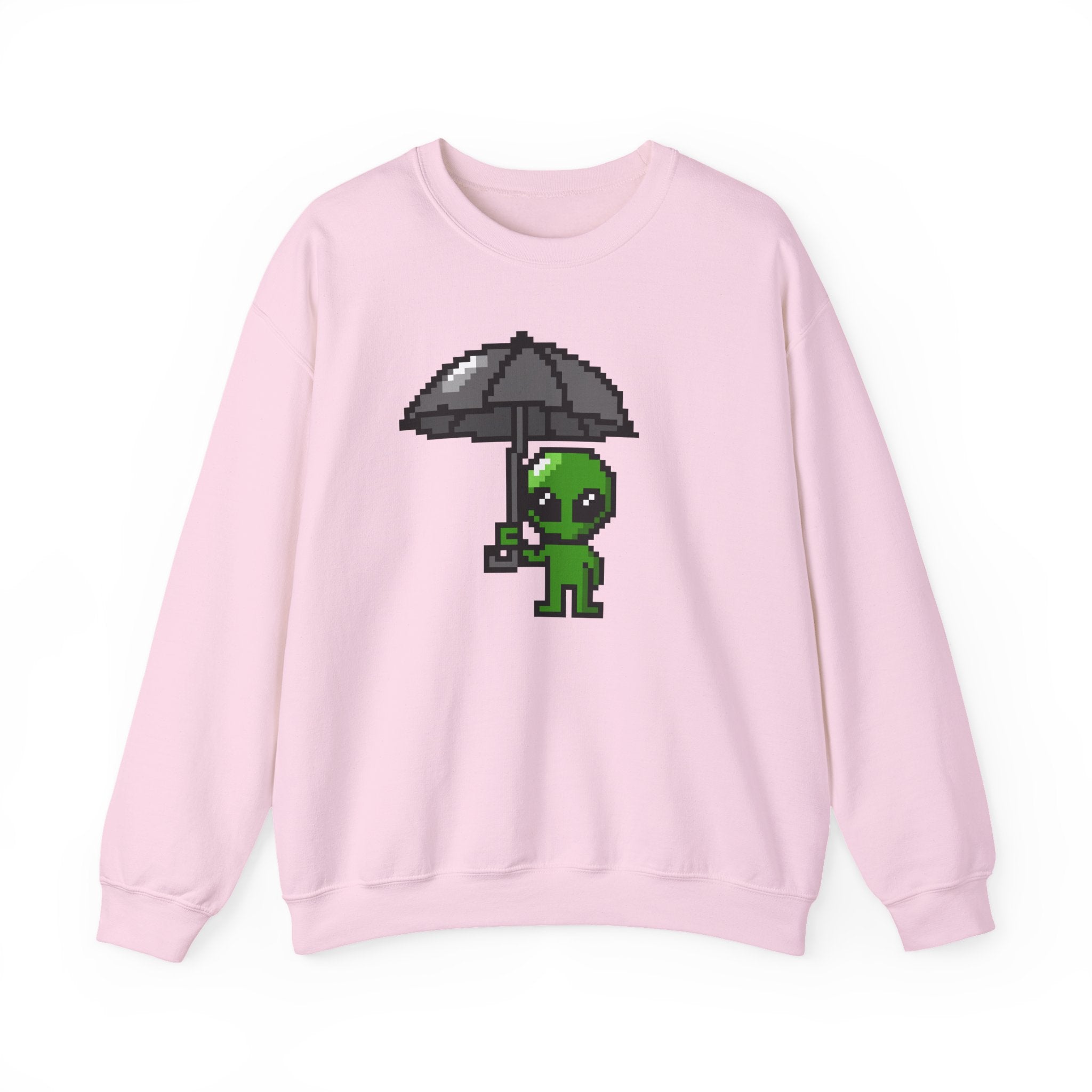 Pixel Alien Umbrella Sweatshirt — Cute Retro Gamer Crewneck