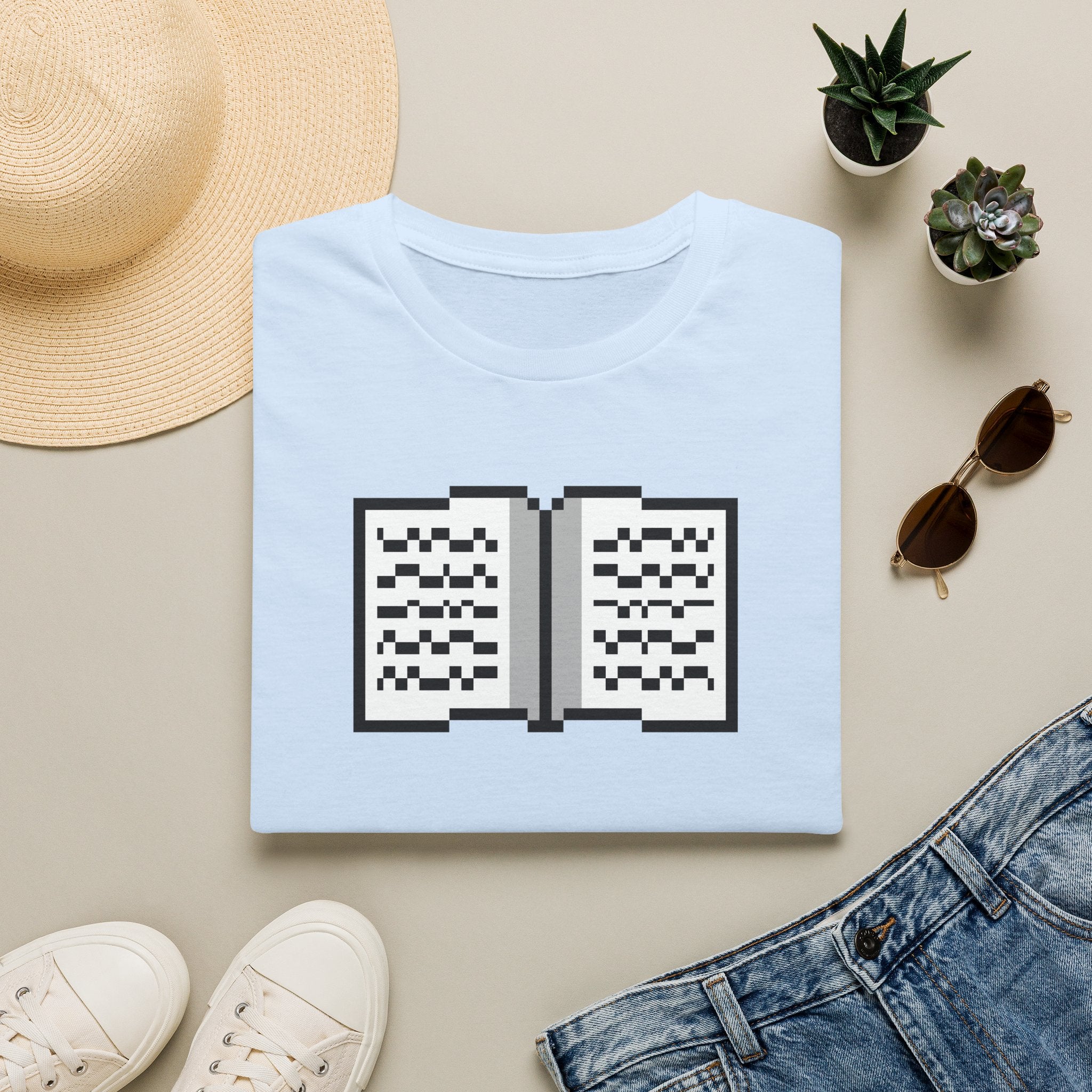 Book Pixel Art T-Shirt — Retro Reading Graphic Tee for Book Lovers
