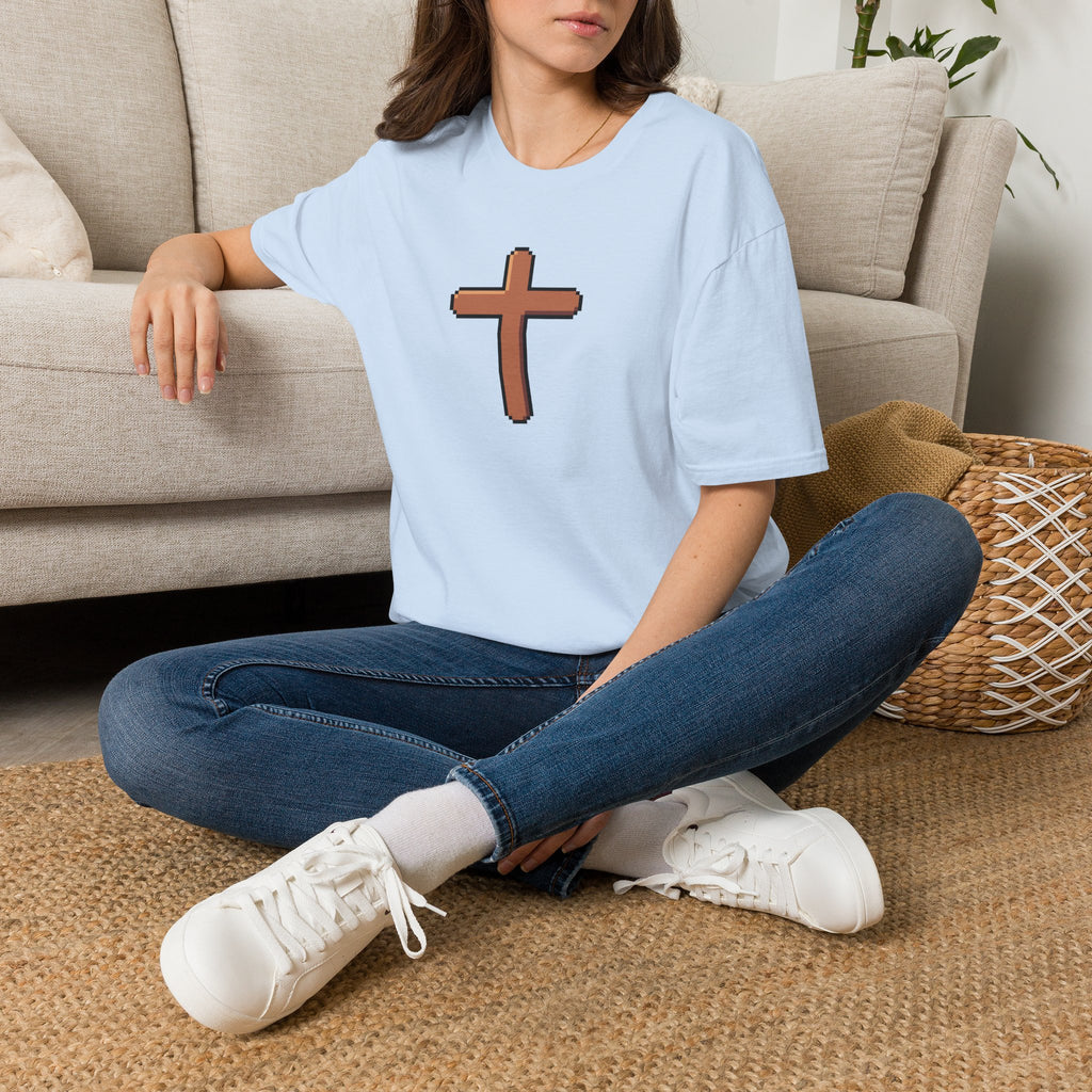 Pixel Cross T-Shirt — Minimal Christian Faith Graphic Tee