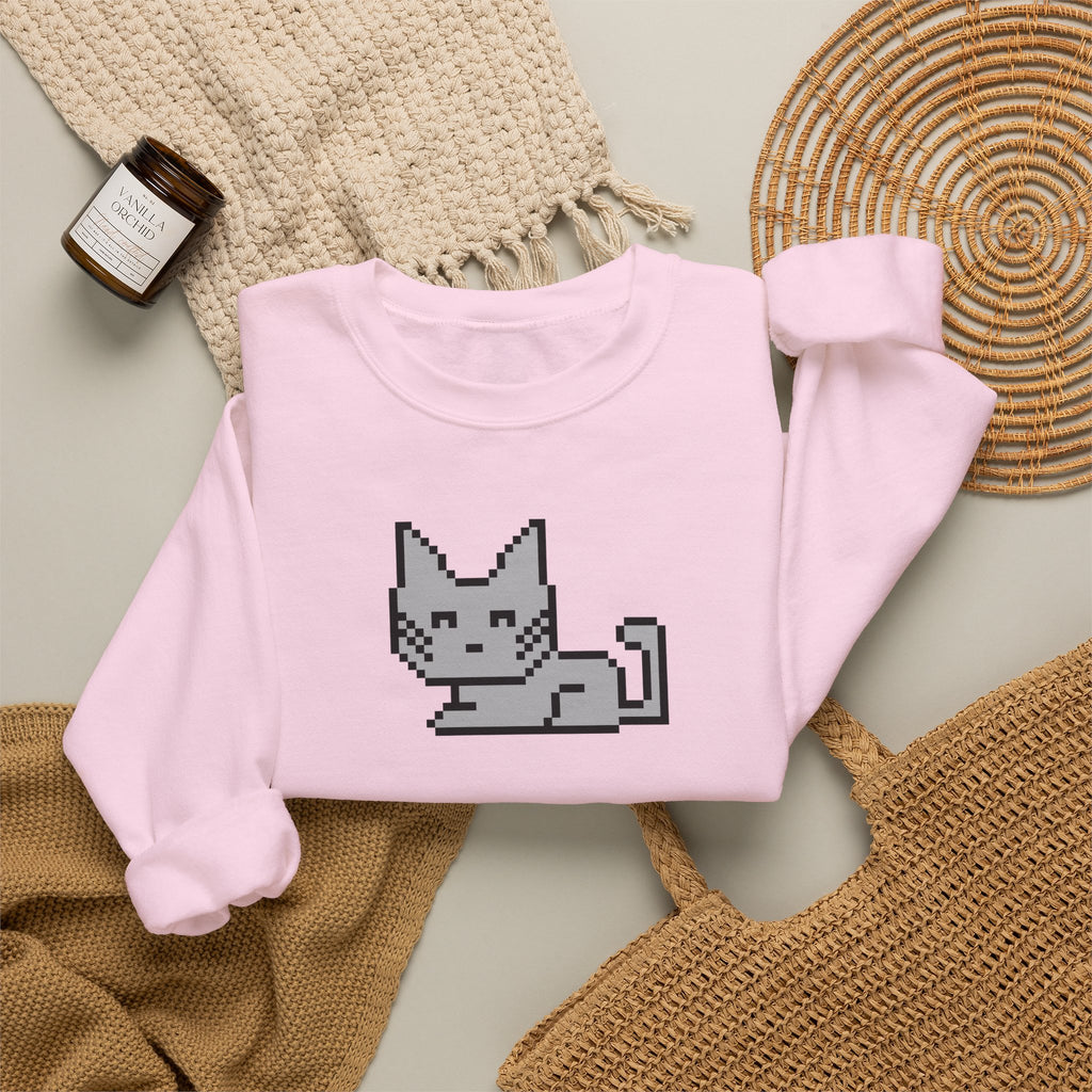 Pixel Cat Crewneck Sweatshirt — Retro 8‑Bit Cat Graphic