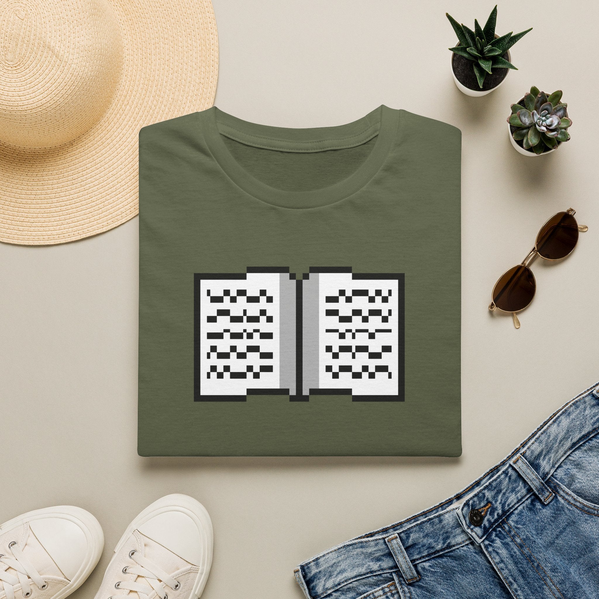 Book Pixel Art T-Shirt — Retro Reading Graphic Tee for Book Lovers