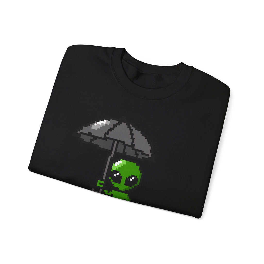 Pixel Alien Umbrella Sweatshirt — Cute Retro Gamer Crewneck