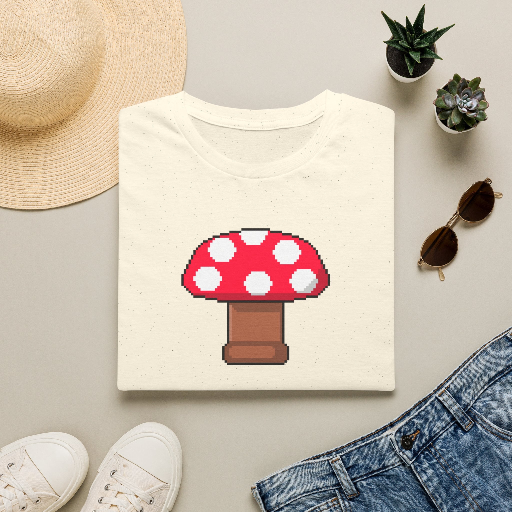 Retro Pixel Mushroom T-Shirt — Cute Mushroom Gamer Tee