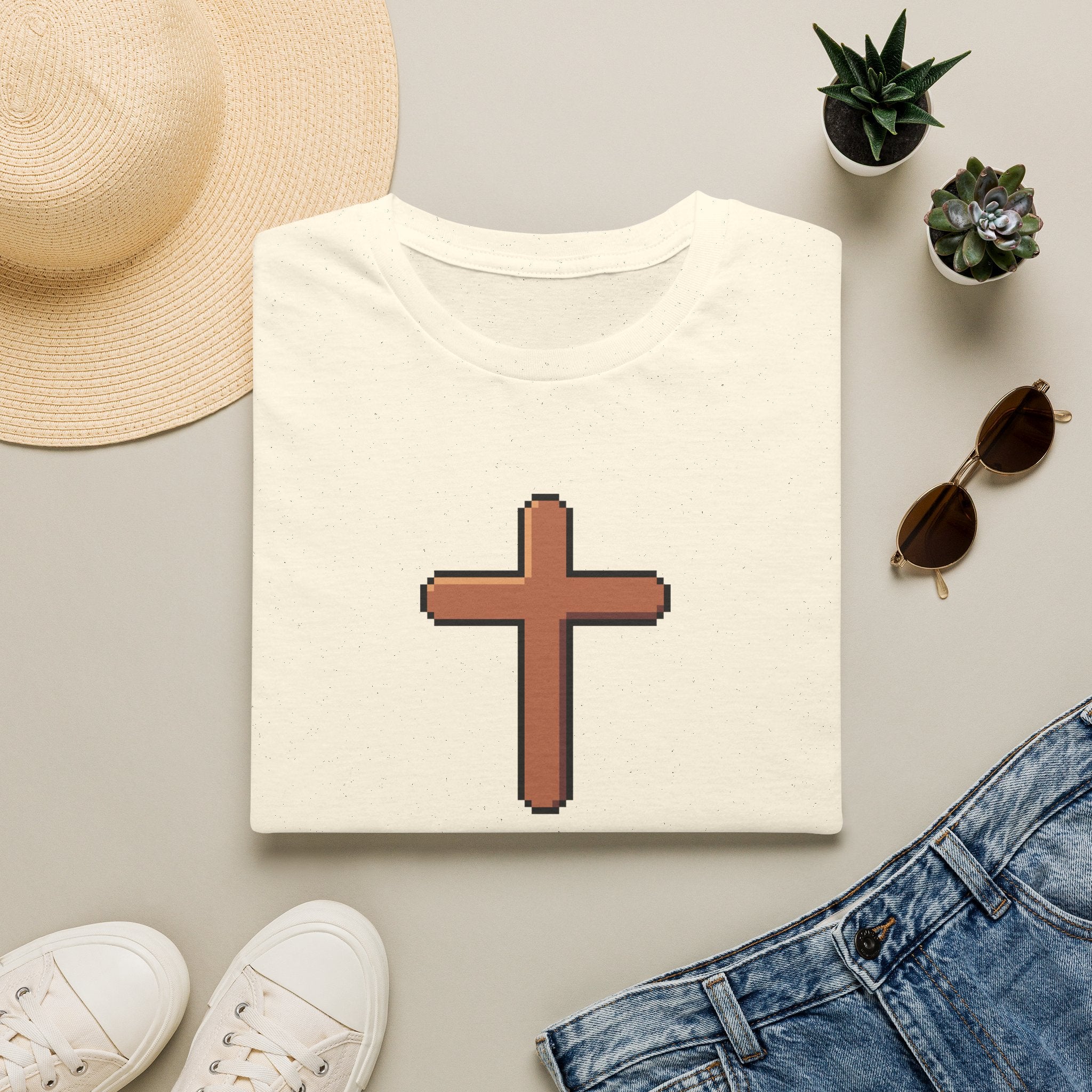 Pixel Cross T-Shirt — Minimal Christian Faith Graphic Tee