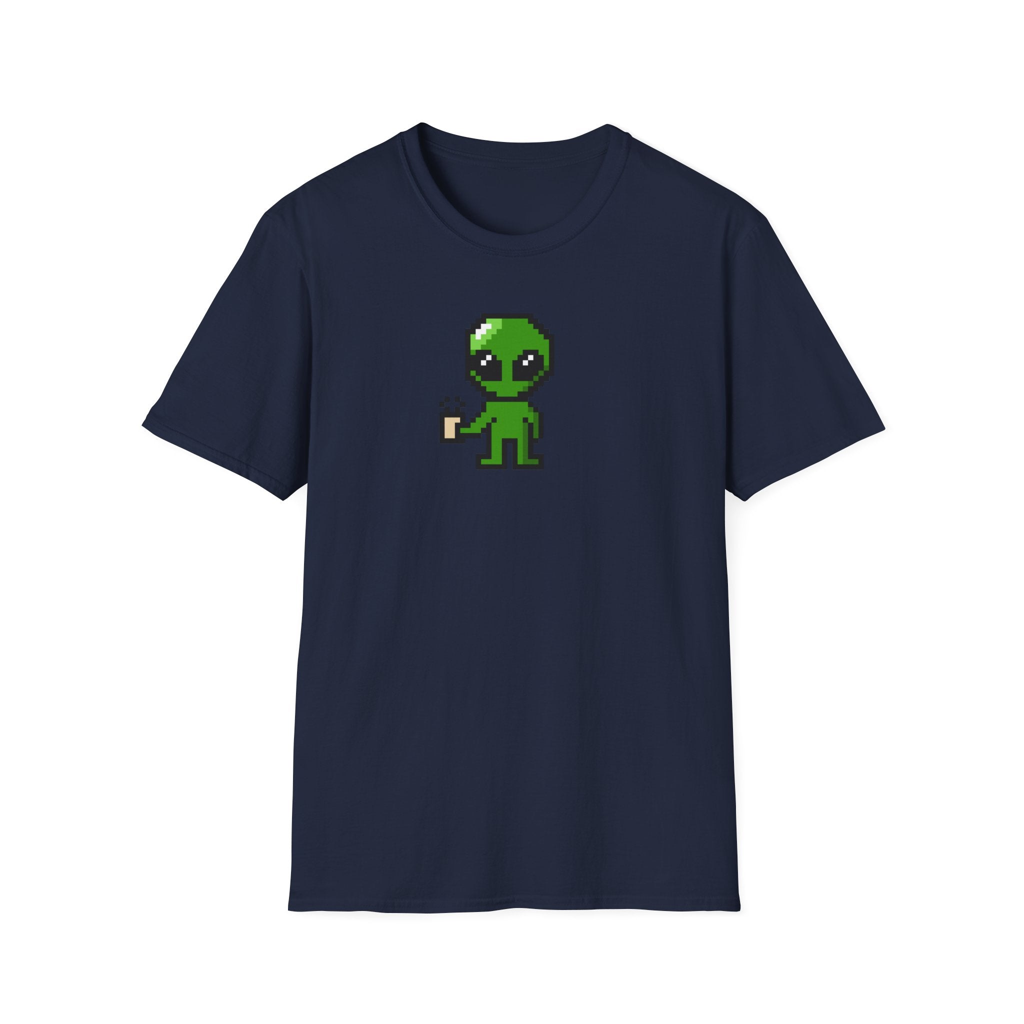 Pixel Alien Holding Coffee T-Shirt