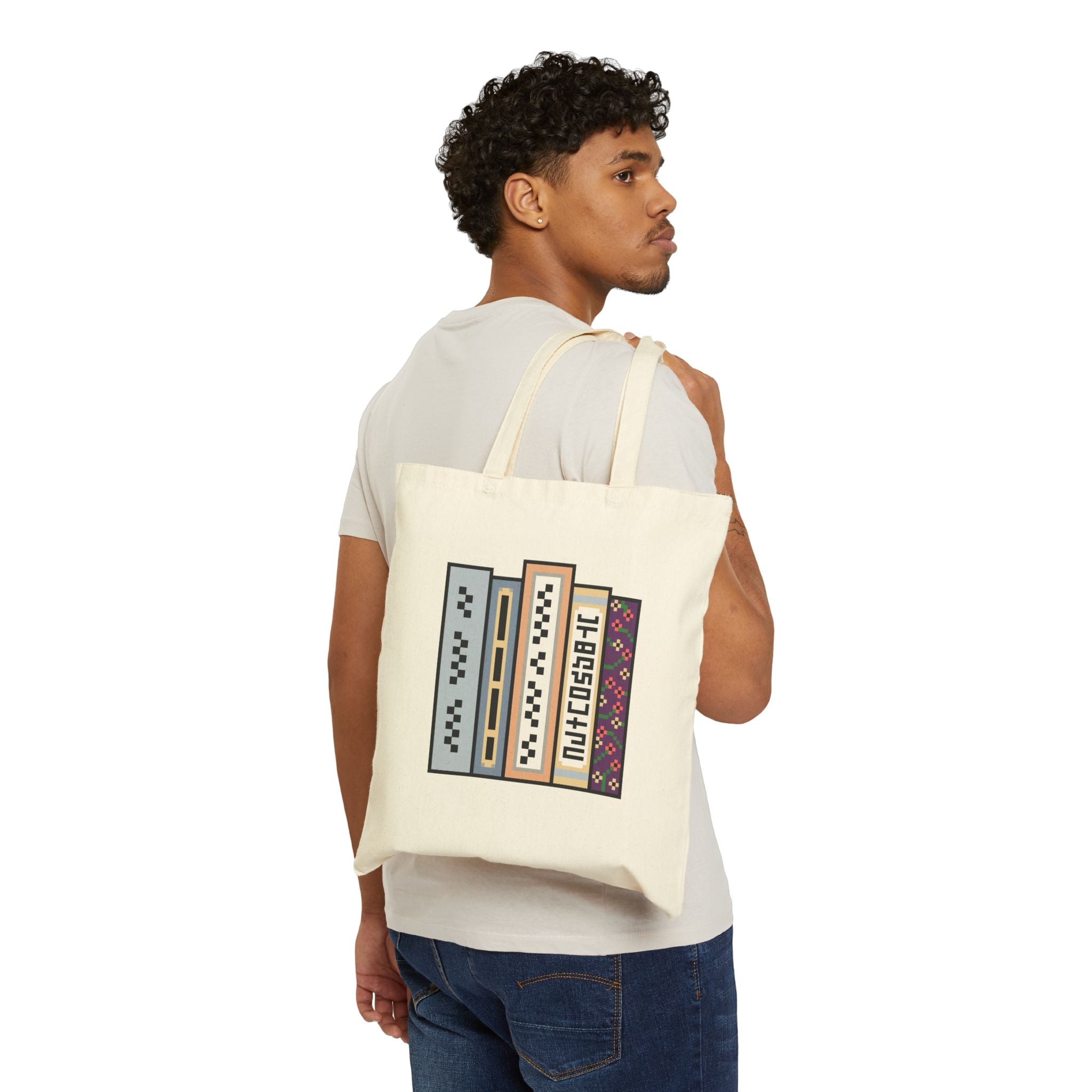 Book Stack Canvas Tote — Cute Cozy Reading Library Bag