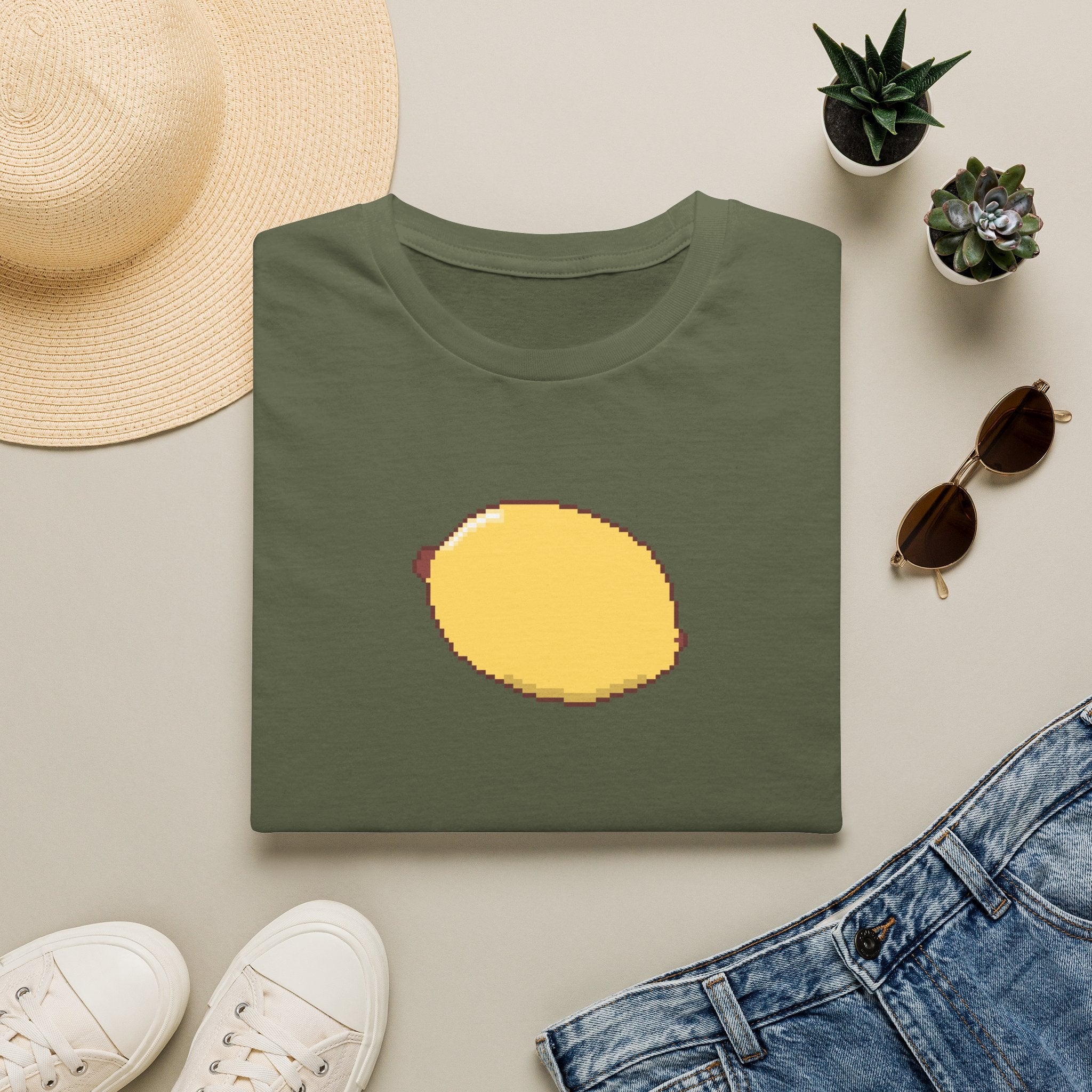 Pixel Lemon T-Shirt — Minimal Retro Fruit Tee