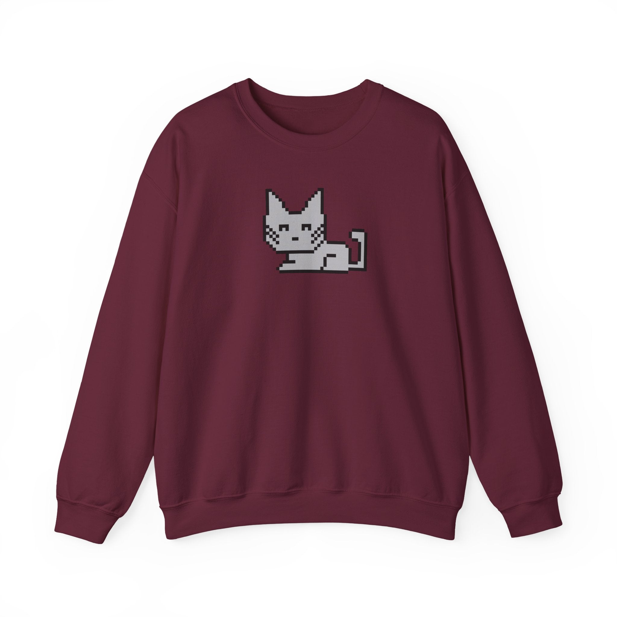 Pixel Cat Crewneck Sweatshirt — Retro 8‑Bit Cat Graphic