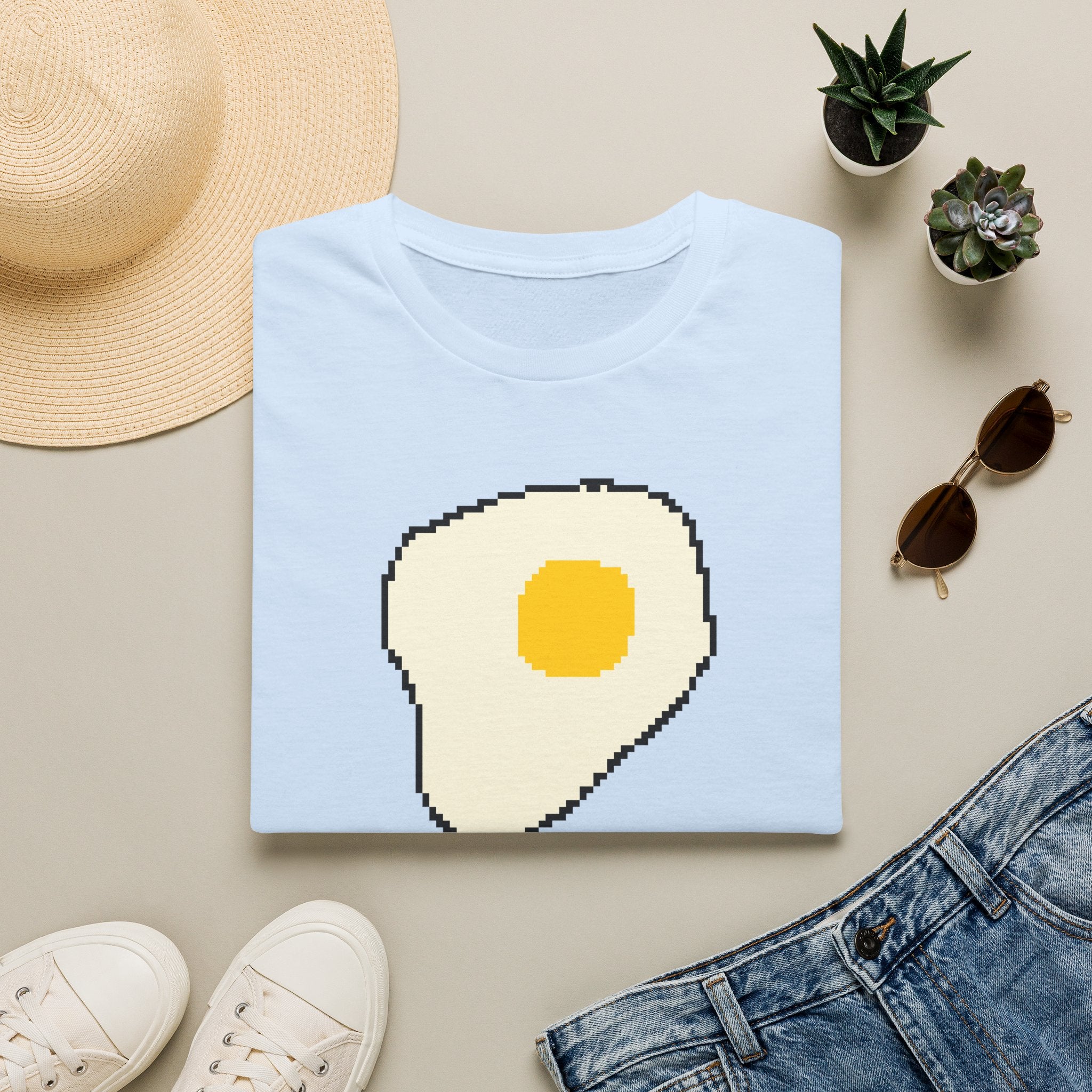 Pixel Fried Egg T-Shirt — Cute Retro Breakfast Graphic Tee