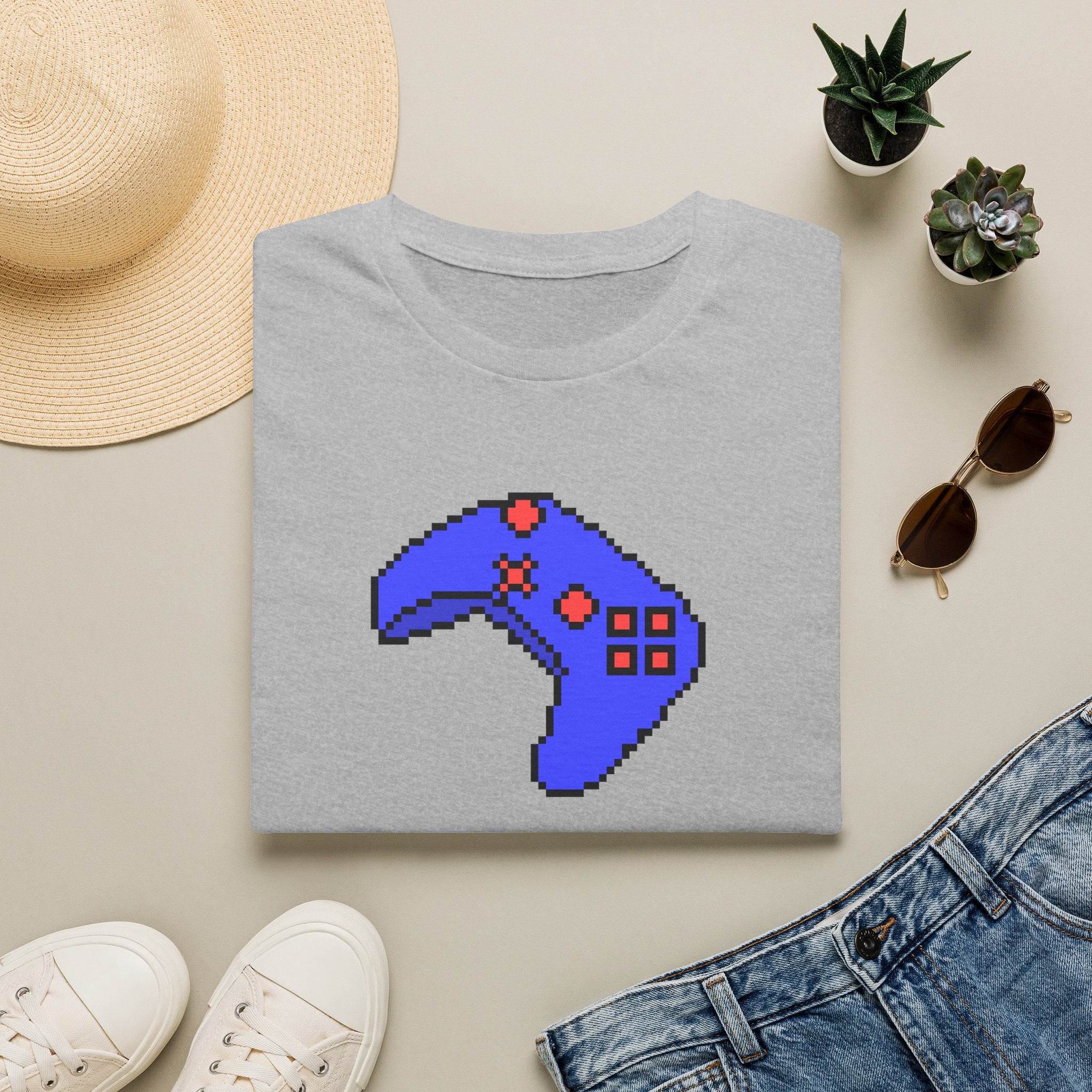 Pixel Blue Gamepad T-Shirt — Retro Gamer Controller Tee