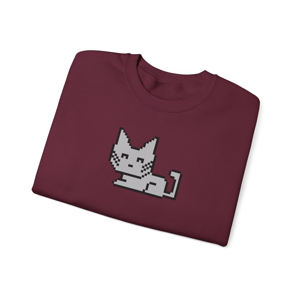 Pixel Cat Crewneck Sweatshirt — Retro 8‑Bit Cat Graphic