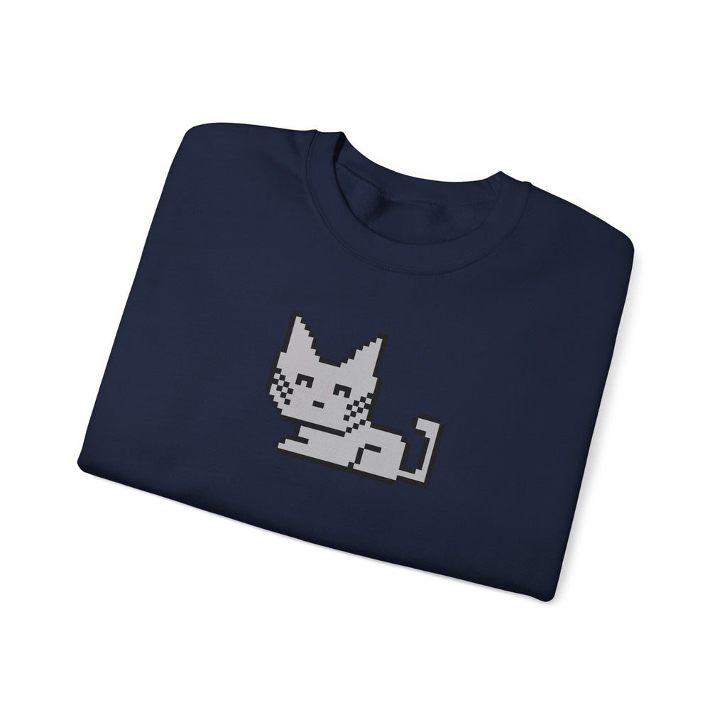 Pixel Cat Crewneck Sweatshirt — Retro 8‑Bit Cat Graphic