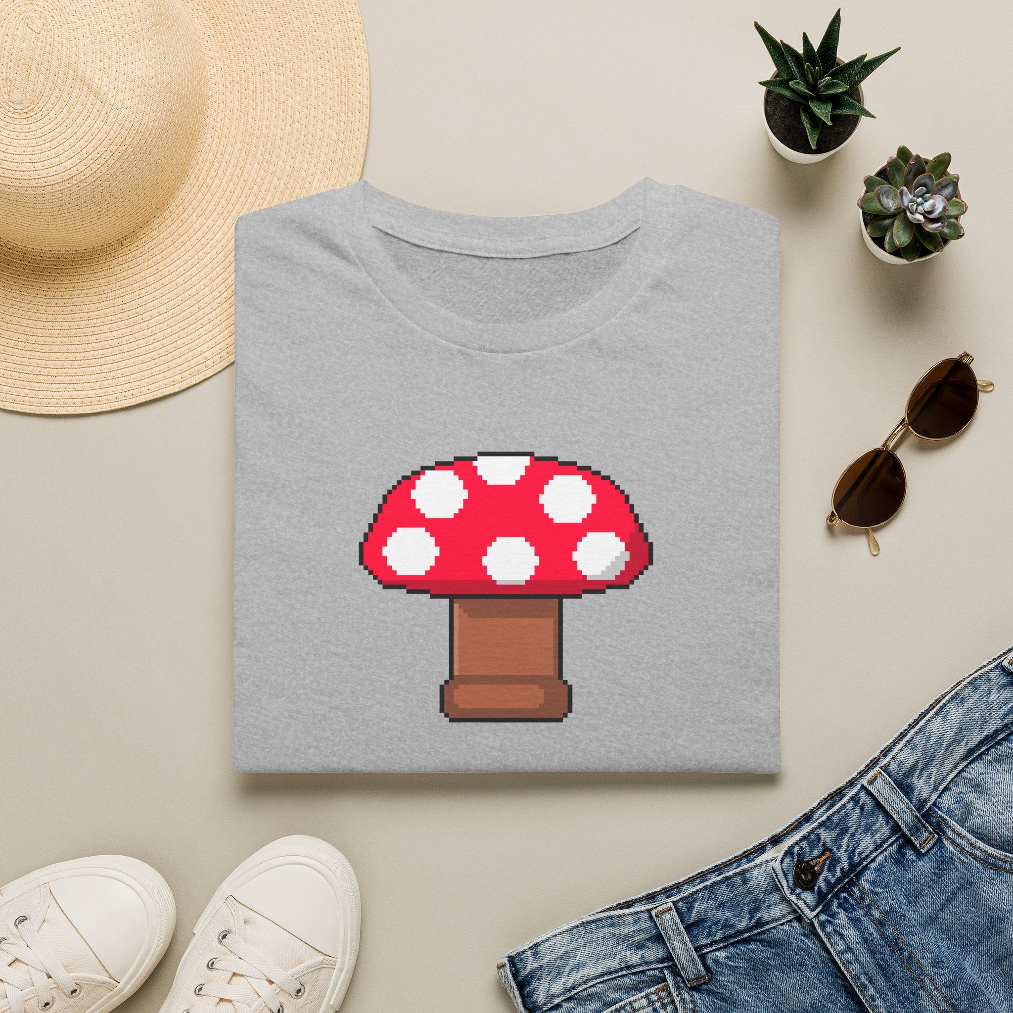 Retro Pixel Mushroom T-Shirt — Cute Mushroom Gamer Tee