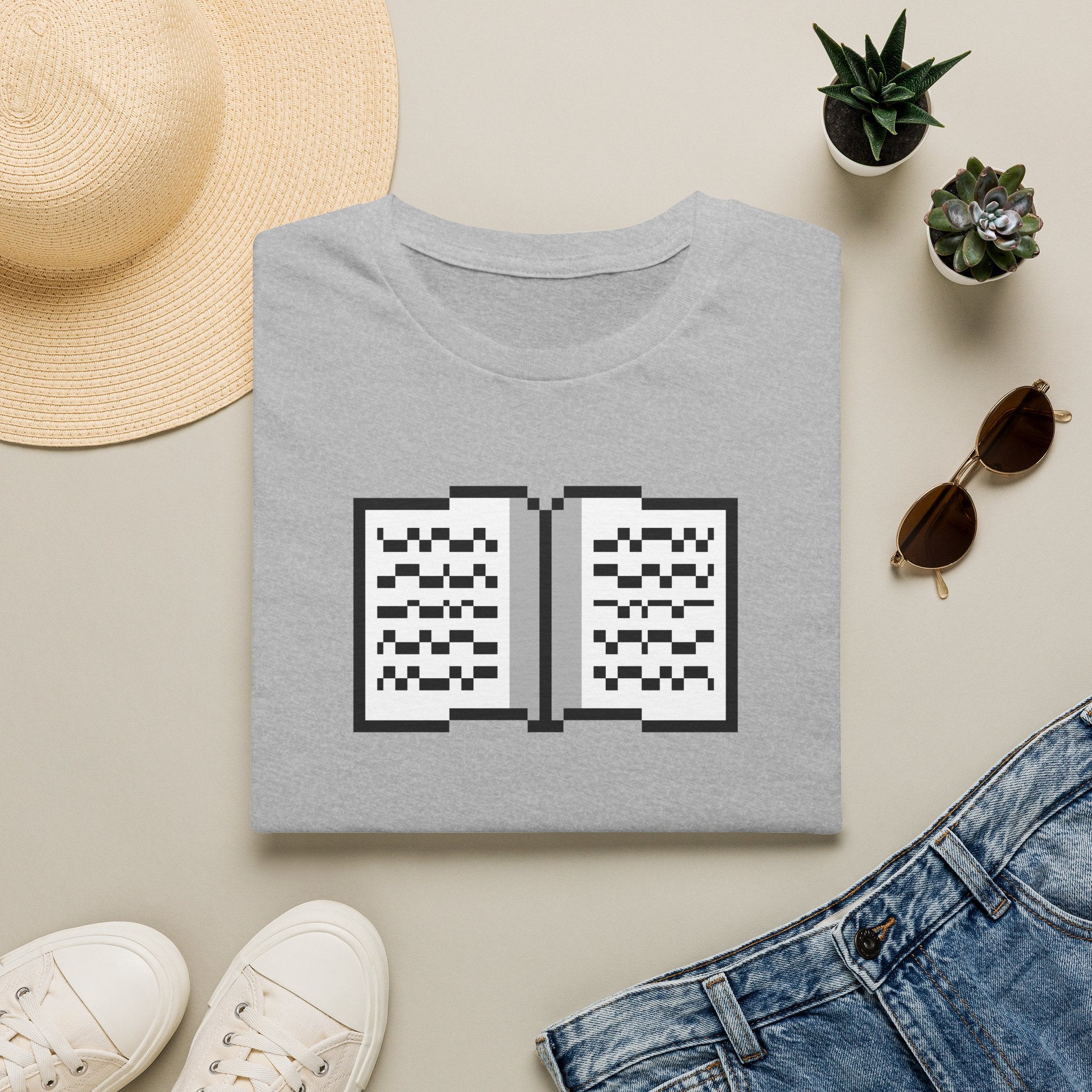 Book Pixel Art T-Shirt — Retro Reading Graphic Tee for Book Lovers