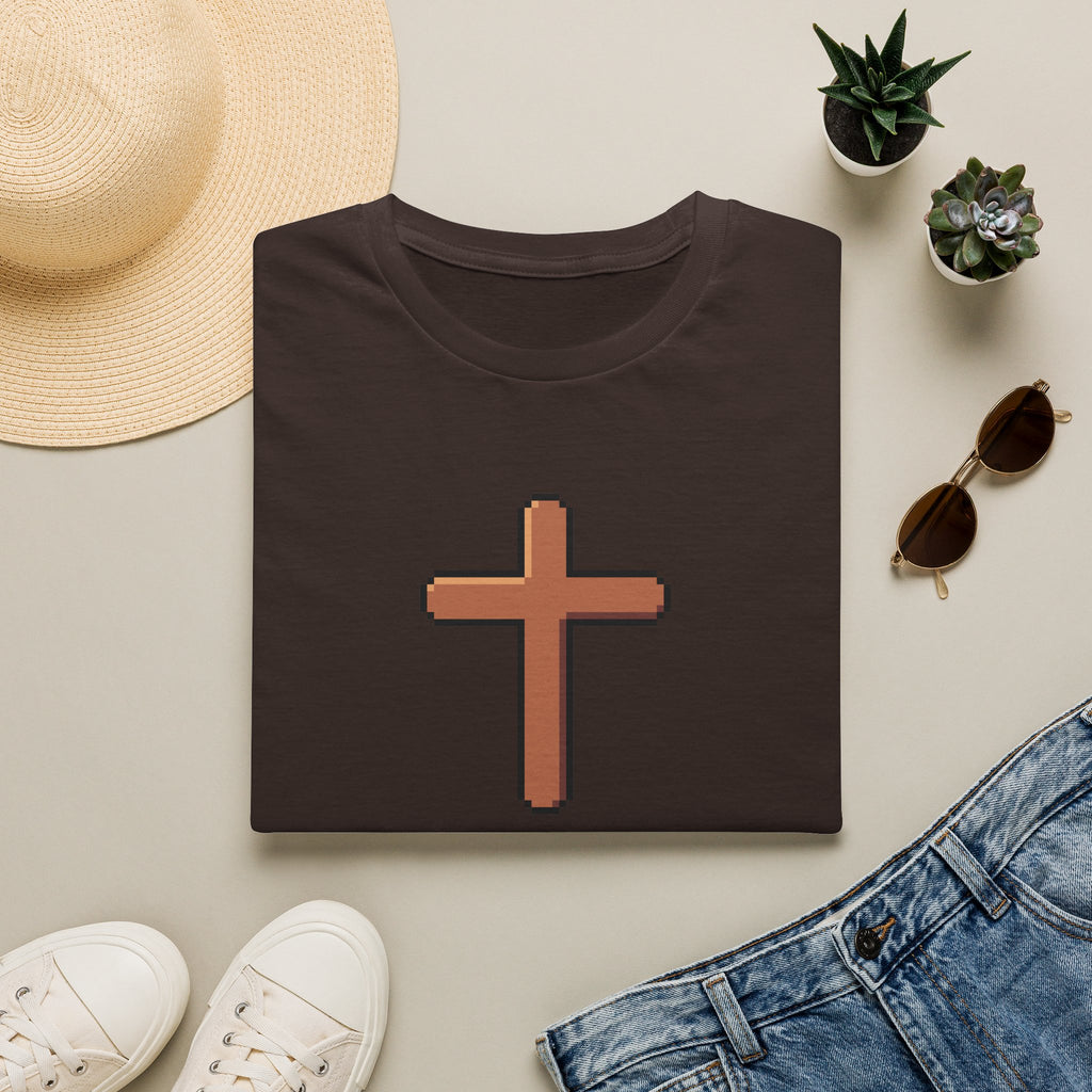 Pixel Cross T-Shirt — Minimal Christian Faith Graphic Tee